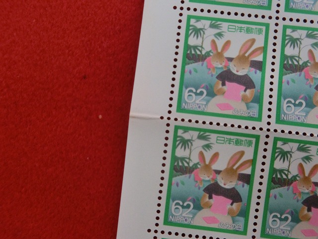 美品　62円切手　ふみの日　鳥の花瓶と手紙　記念切手　100枚シート