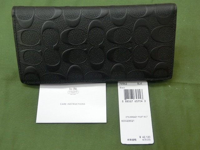 未使用  コーチ 二折長財布 レザー ブラック