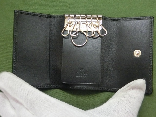 【極美品】グッチ キーケース 138093 6連キーケース グッチッシマ ブラック シルバー金具