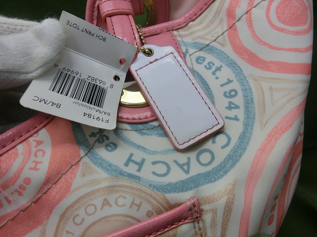 【未使用】コーチ トートバッグ F19184 マルチカラー系 ナイロン ビーチプリント COACH