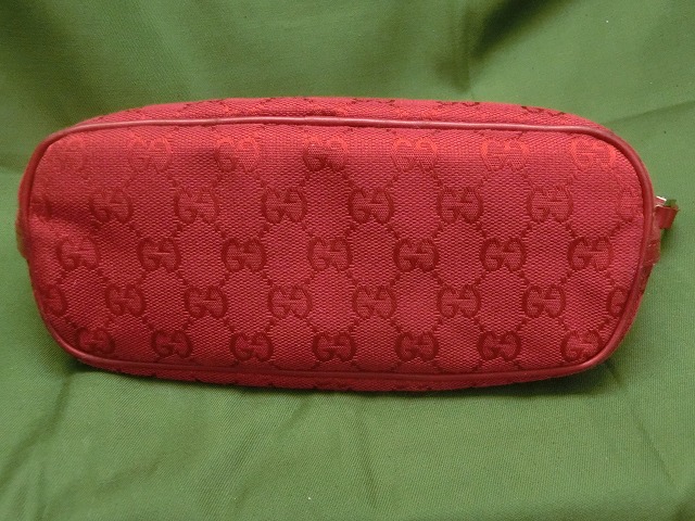 【美品】グッチ アクセサリーポーチ レッド キャンバス GUCC 039-1103 2123