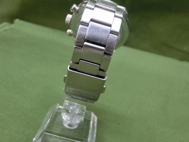 【良品】セイコー V175-0BJ0 クロノグラフ ソーラー ホワイト文字盤 メンズ腕時計